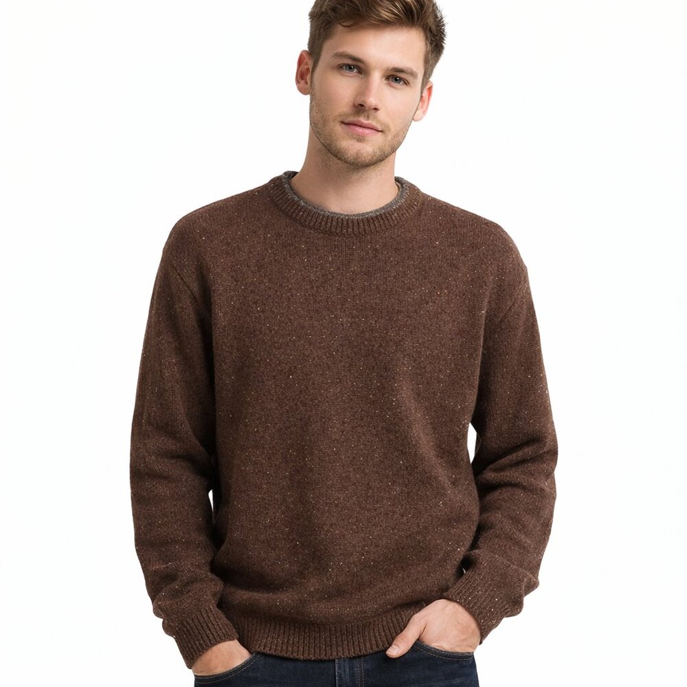 Vintage Cassini Men's Chocolate Crewneck Sweater size M